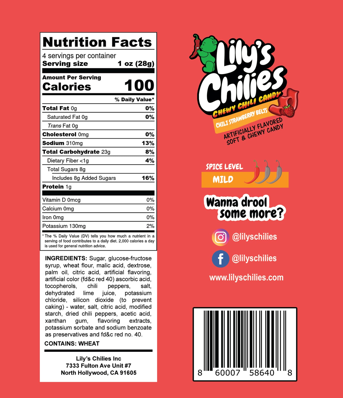 Chili Strawberry Belts - Two 4oz Bags