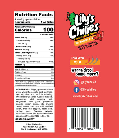 Chili Strawberry Belts - Two 4oz Bags